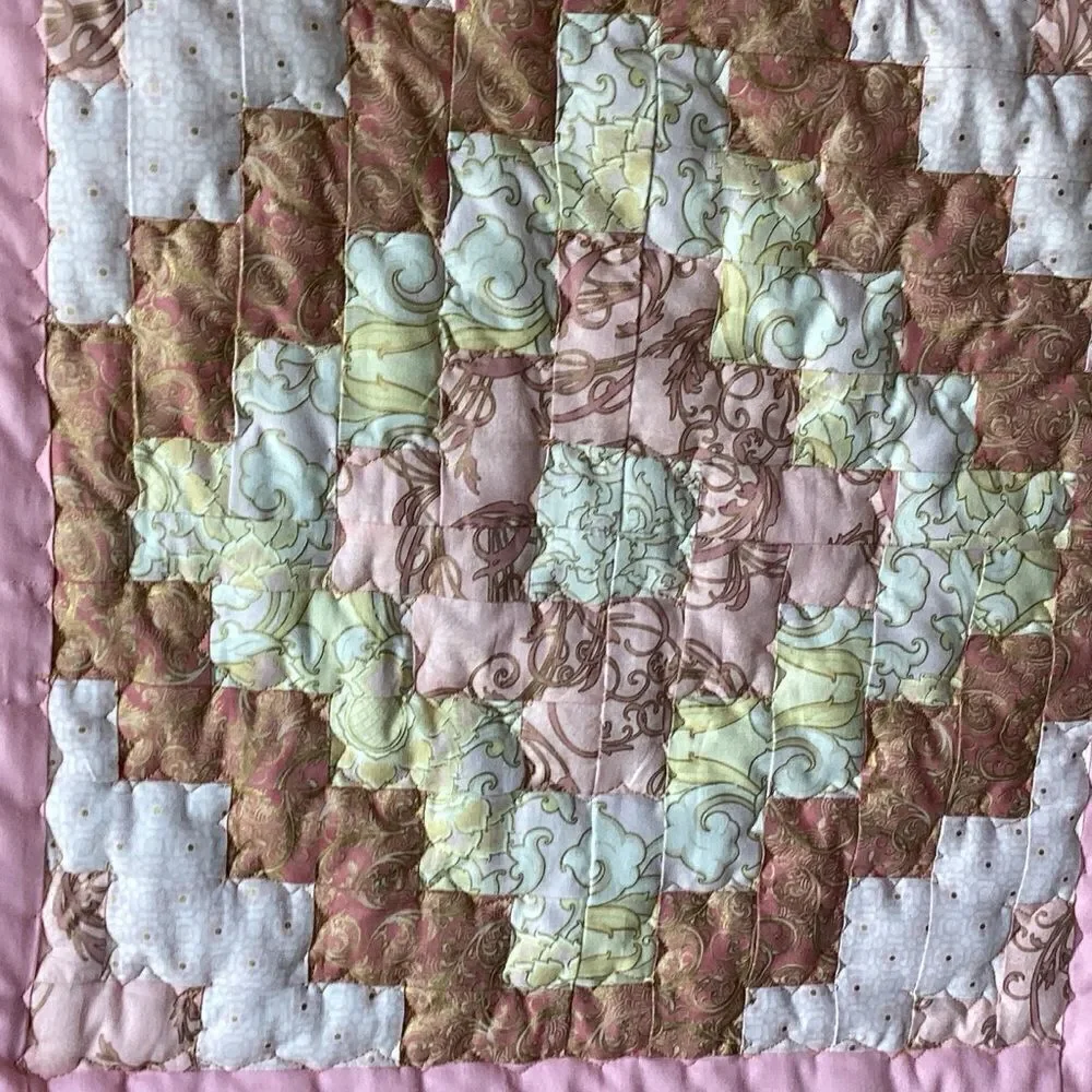 NWT. Hand Crafted Large Lap Quilt in Pinks